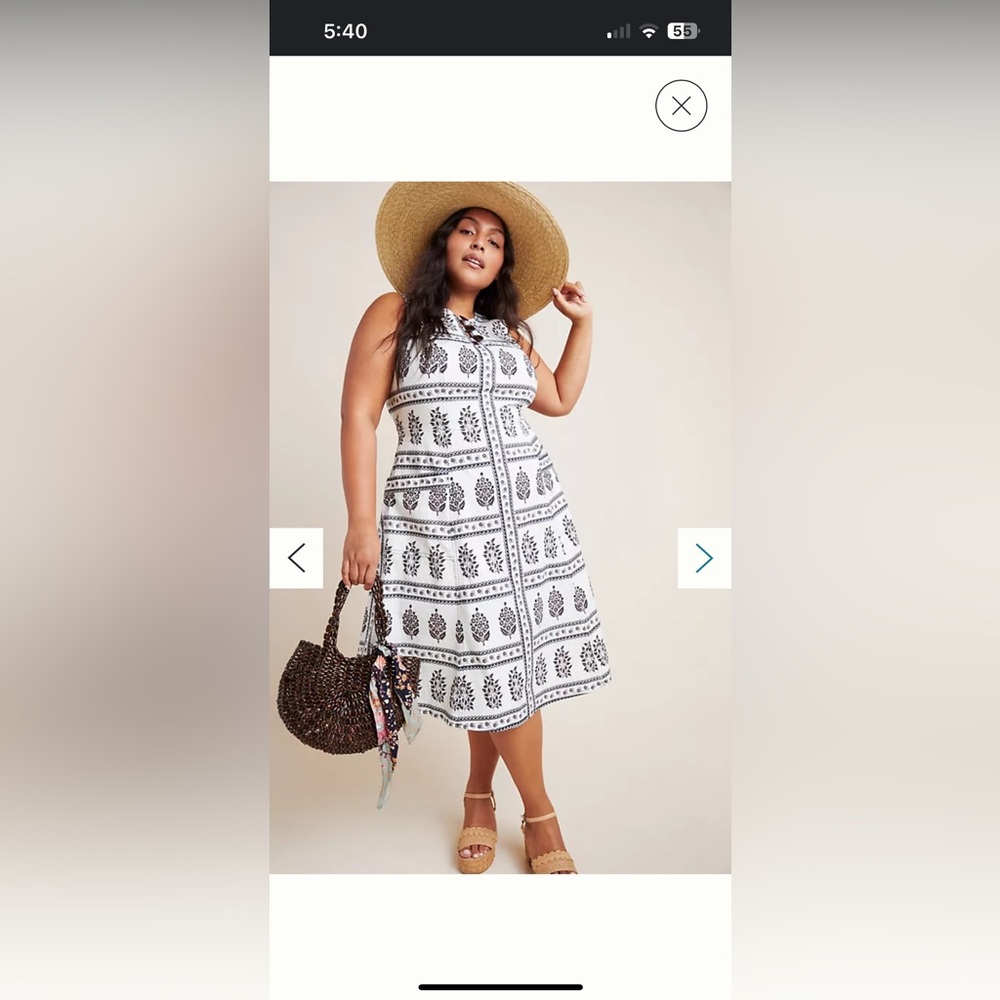 Anthropologie Black and White Midi Dress